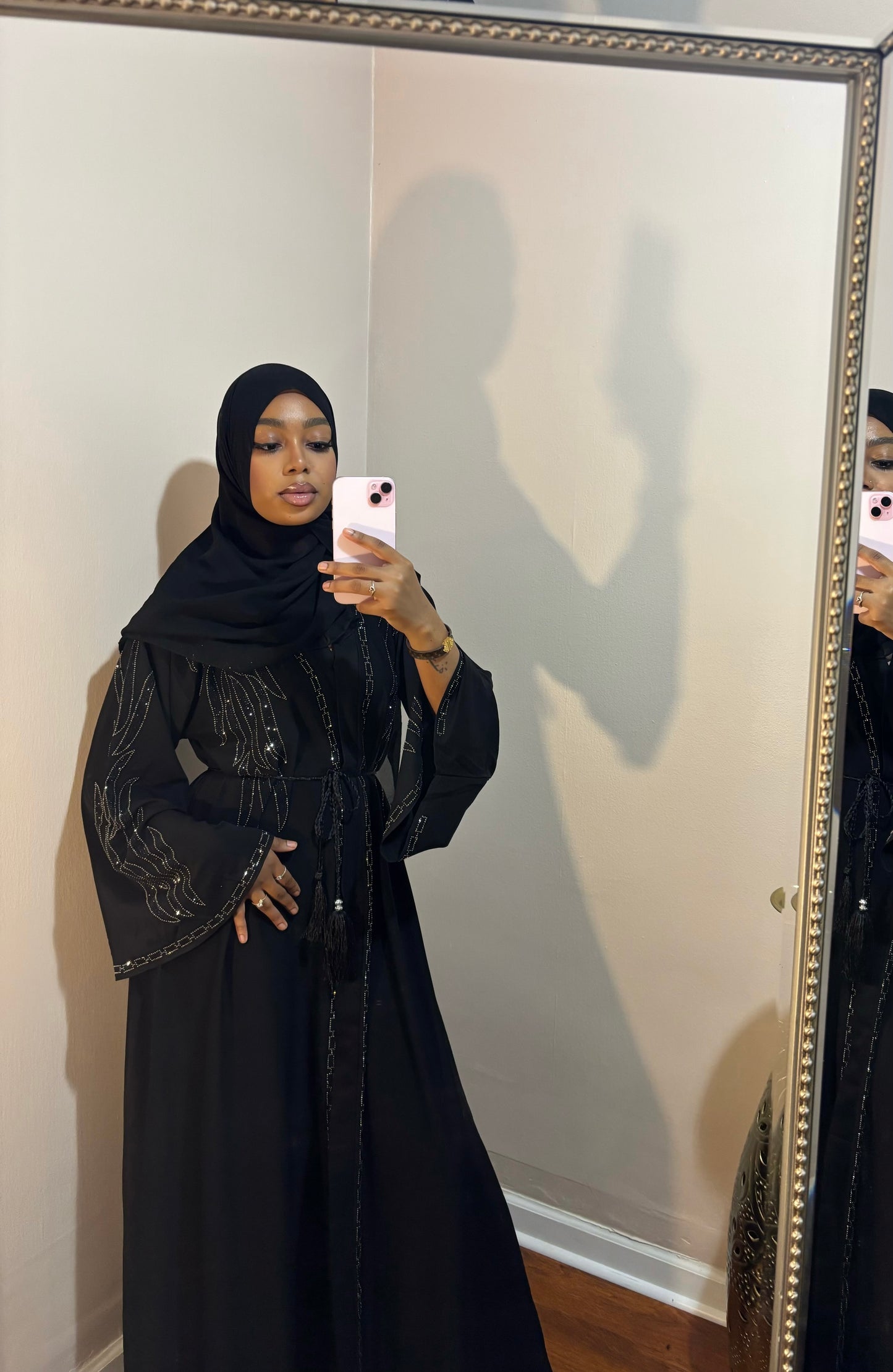 Black Dubai Beaded Abaya