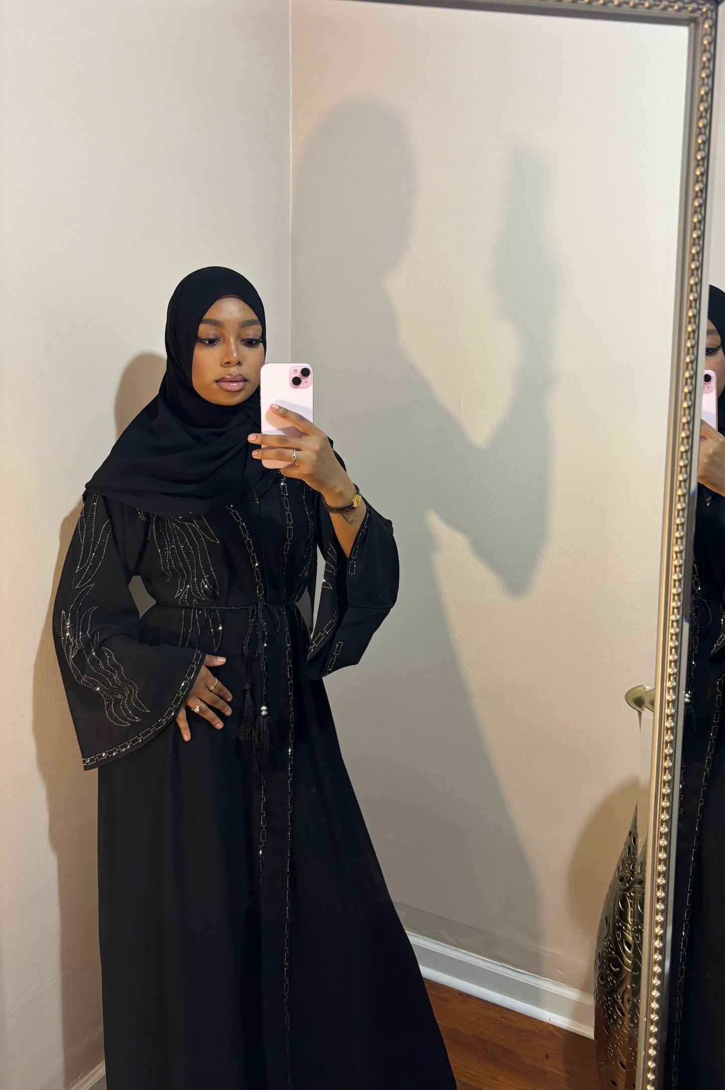 Black Dubai Beaded Abaya