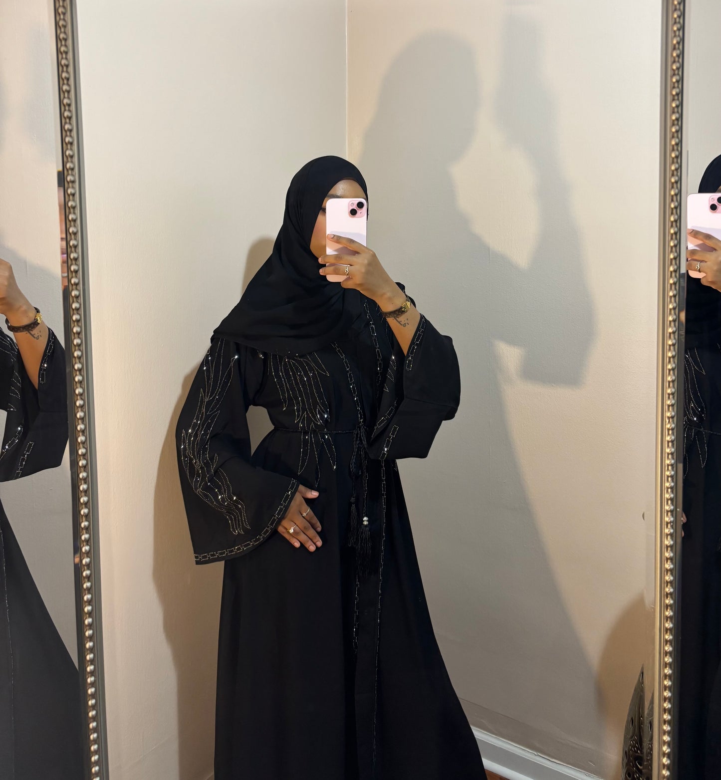 Black Dubai Beaded Abaya