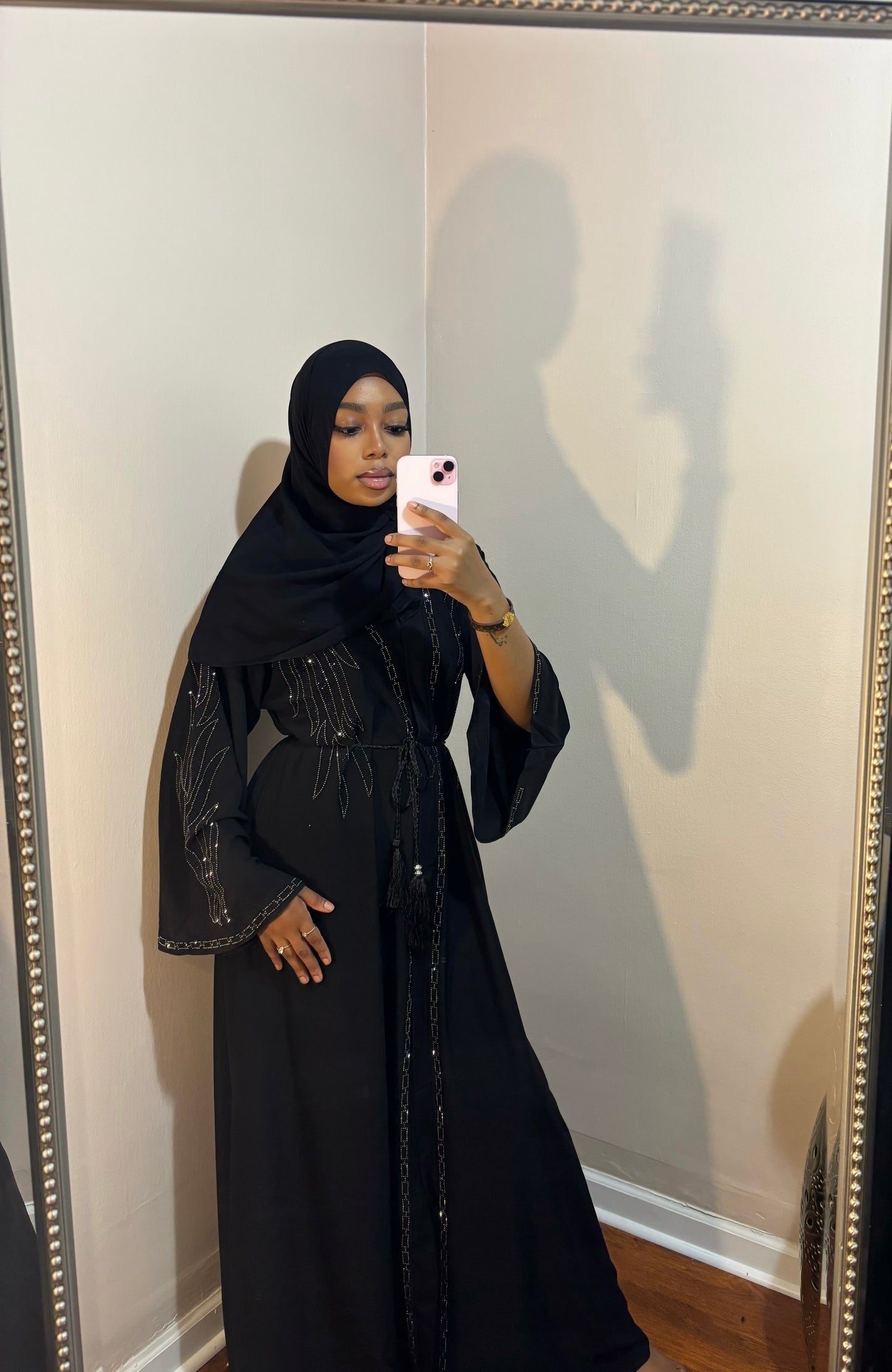 Black Dubai Beaded Abaya